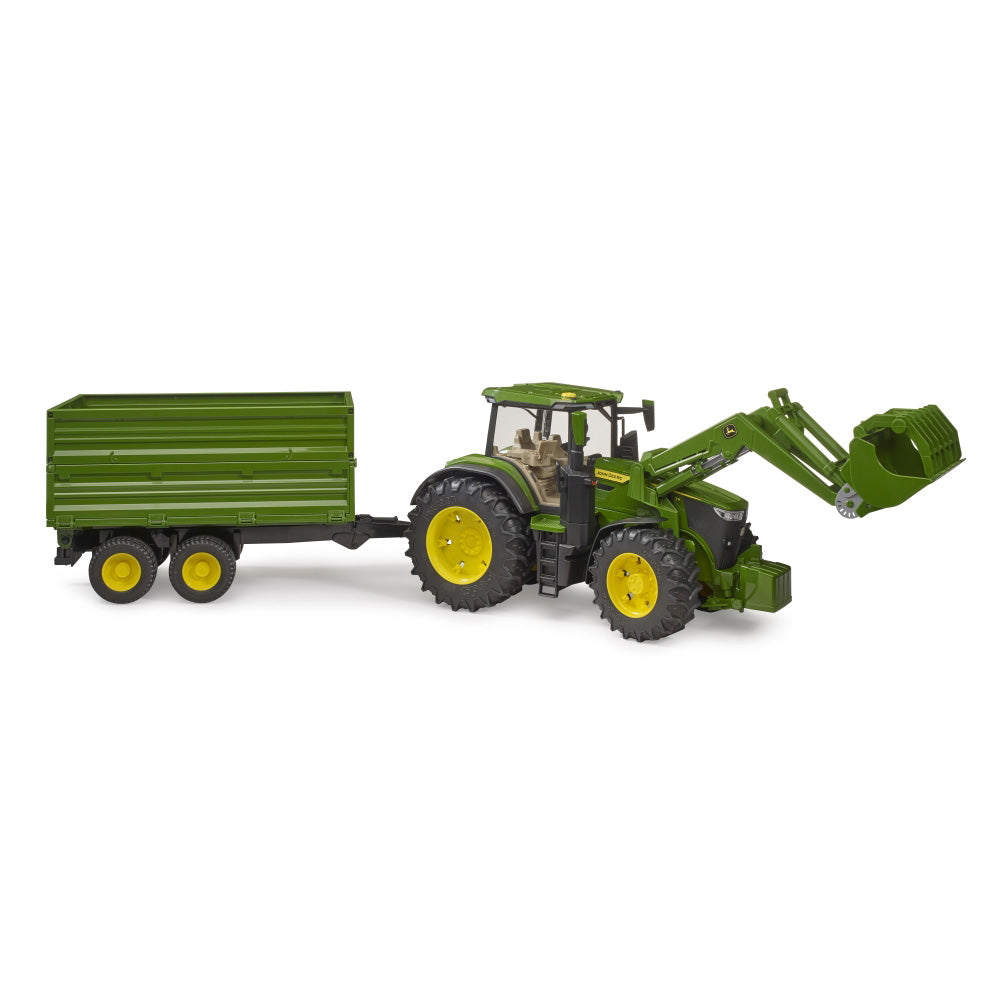 JOHN DEERE 7R 350 TRACTOR WITH FRONT LOADER AND TIPPER TRAILER ON AXLE - BRUDER (BR03155)