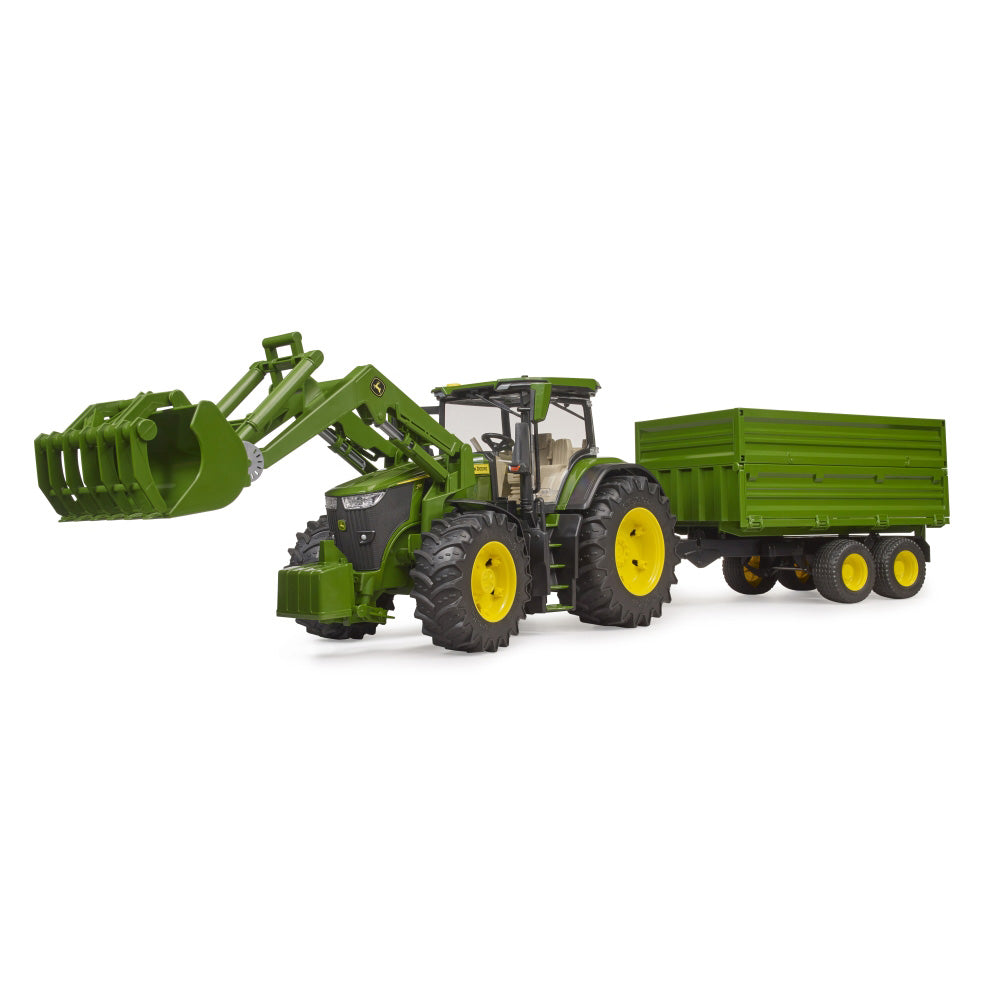 JOHN DEERE 7R 350 TRACTOR WITH FRONT LOADER AND TIPPER TRAILER ON AXLE - BRUDER (BR03155)