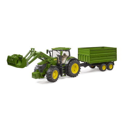 JOHN DEERE 7R 350 TRACTOR WITH FRONT LOADER AND TIPPER TRAILER ON AXLE - BRUDER (BR03155)