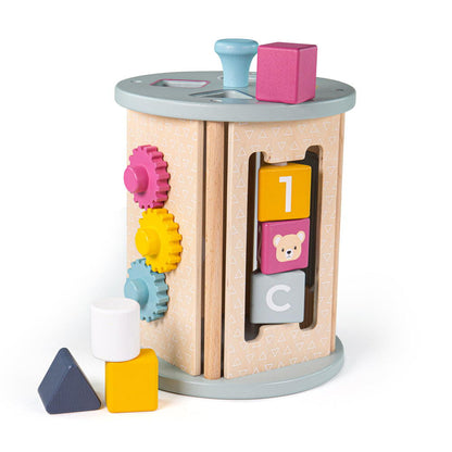 CILINDRU DIN LEMN CU ACTIVITATI (PASTEL) - BIGJIGS TOYS (34047)