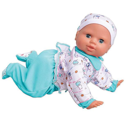 PAPUSA BEBE 40 CM, CU BATERII, INTERACTIV, CARE MERGE PE JOS, CU SALOPETA SI CACIULITA - RS TOYS (RS11443)