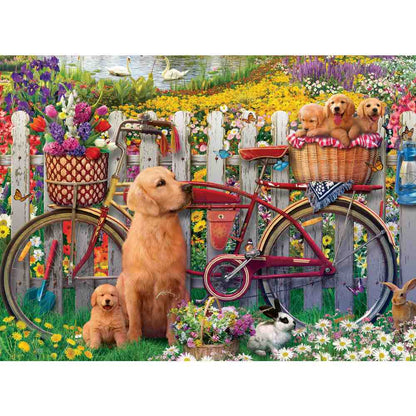 PUZZLE CATELUSI PE BICICLETA 500 PIESE DESIGN NOU - RAVENSBURGER (RVSPA00209)