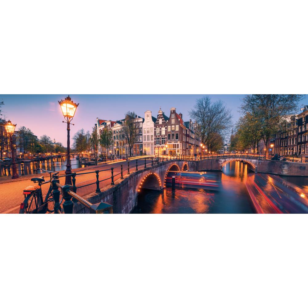 PUZZLE PANORAMA NOAPTEA IN AMSTERDAM 1000 PIESE DESIGN NOU - RAVENSBURGER (RVSPA00446)