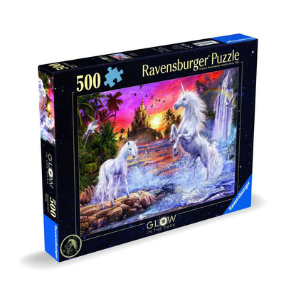 PUZZLE UNICORNI LA RAU 500 PIESE CARE LUMINEAZA IN INTUNERIC DESIGN NOU - RAVENSBURGER (RVSPA00471)