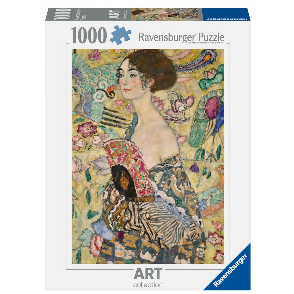 RAVENSBURGER - PUZZLE KLIMT DOAMNA CU EVANTAI 1000 PIESE - RAVENSBURGER (RVSPA01132)