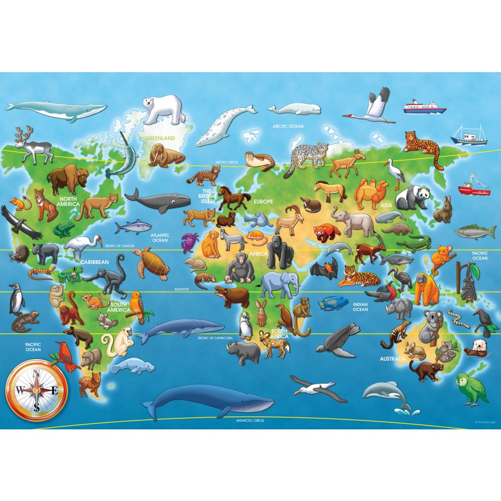 PUZZLE MARE DE PODEA HARTA ANIMALE 60 PIESE - RAVENSBURGER (RVSPC05515)