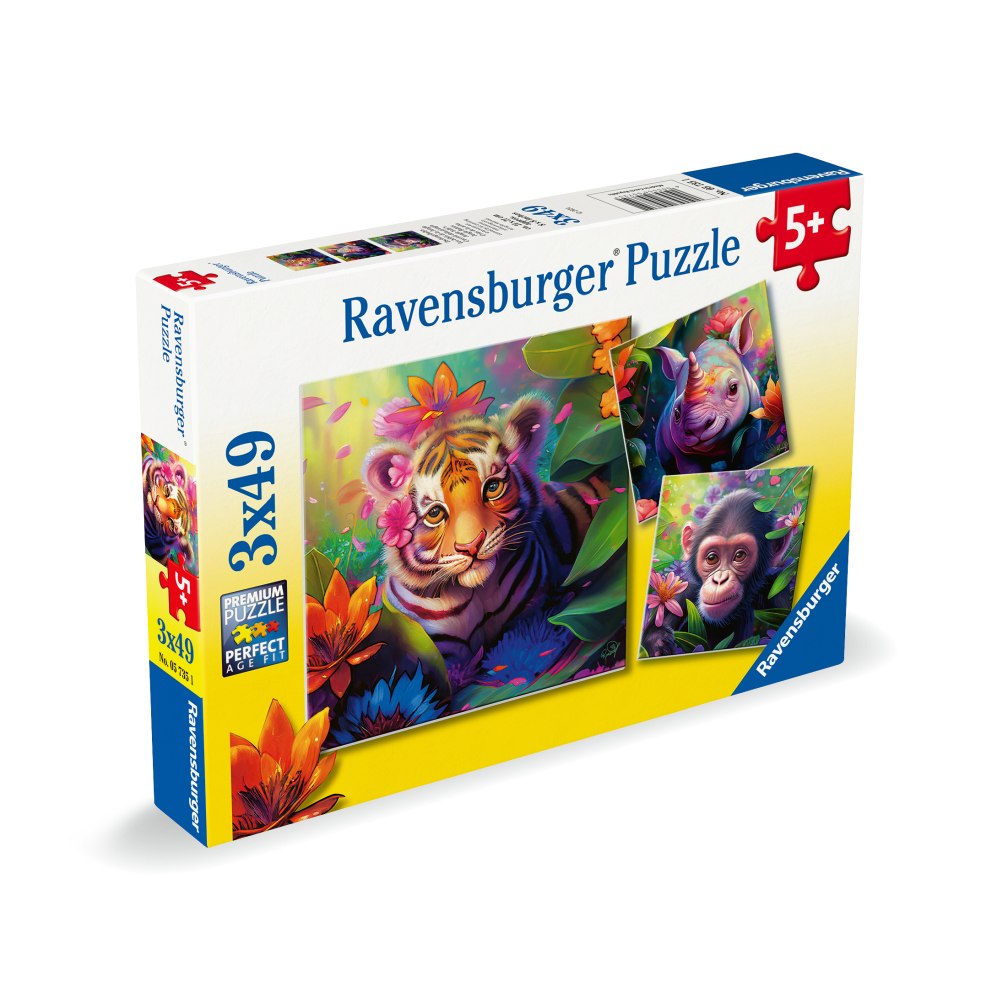 PUZZLE PUIUTI DE ANIMALE 3 X 49 PIESE - RAVENSBURGER (RVSPC05735)