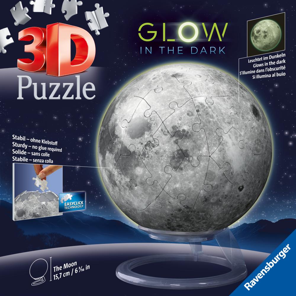 PUZZLE 3D LUNA LUMINEAZA IN INTUNERIC 72 PIESE - RAVENSBURGER (RVS3D11586)