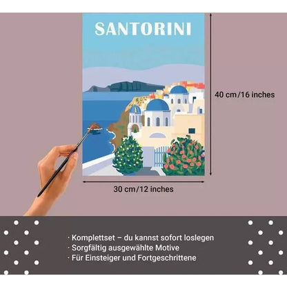 PICTURA PE NUMERE TABLOU CANVAS SANTORINI - RAVENSBURGER (RVSPBN23906)