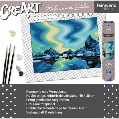 PICTURA PE NUMERE TABLOU CANVAS AURORA BOREALA - RAVENSBURGER (RVSPBN23907)