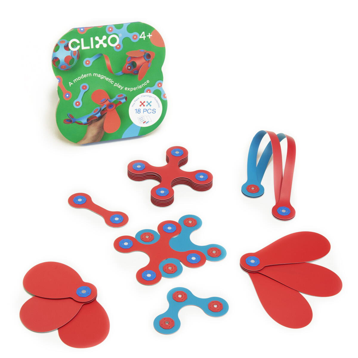 CLIXO® JOC MAGNETIC DE CONSTRUIT - ITSY FLAMINGO & TURCOAZ (18 PIESE) - CLIXO (CL-ITSY-FT-1)