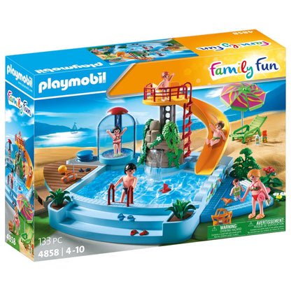 PISCINA CU TOBOGAN - PLAYMOBIL FAMILY FUN (PM4858)