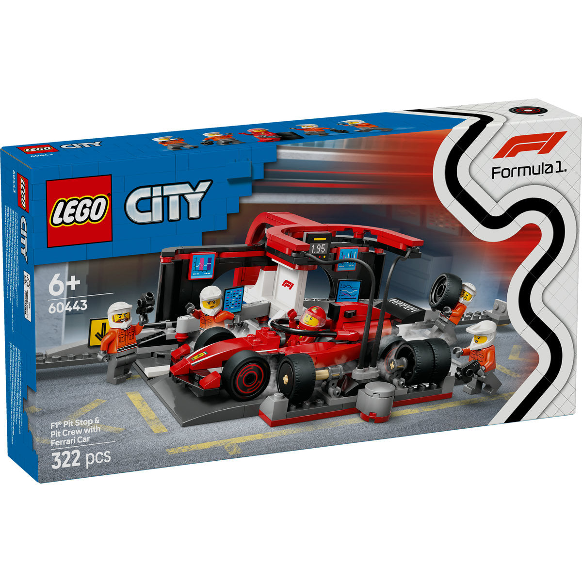 BOXA SI MECANICI F1 CU MASINA FERRARI - LEGO CITY (60443)