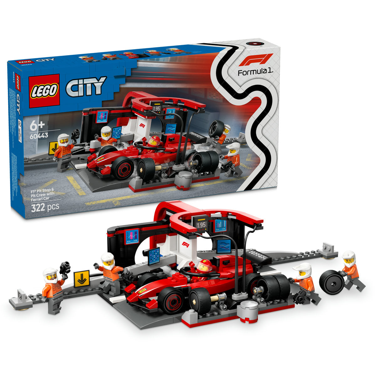 BOXA SI MECANICI F1 CU MASINA FERRARI - LEGO CITY (60443)