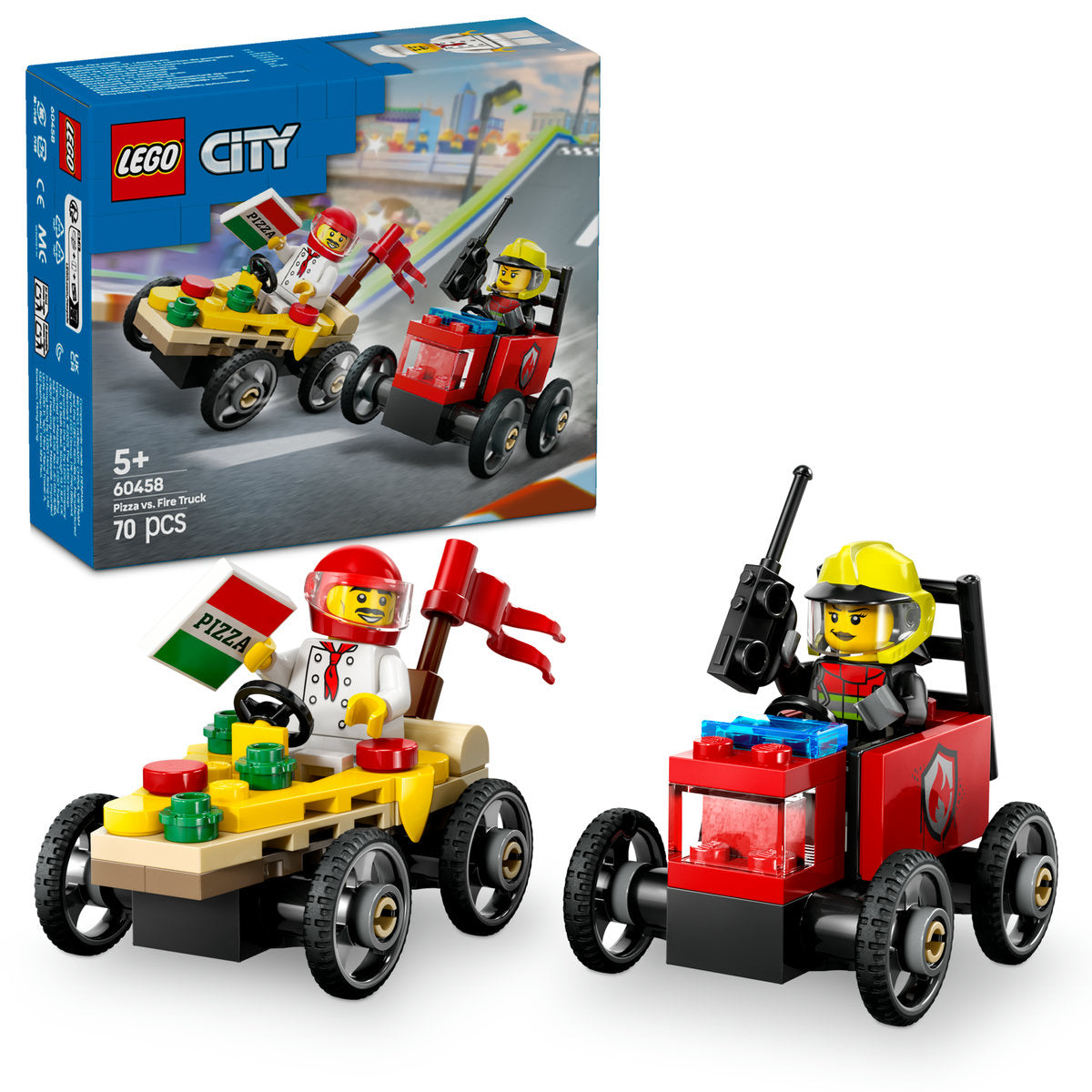 PACHET DE CURSE FURGONETA DE PIZZA VS. CAMION DE POMPIERI - LEGO CITY (60458)