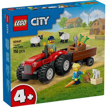 TRACTOR DE FERMA ROSU CU REMORCA SI OI - LEGO CITY (60461)