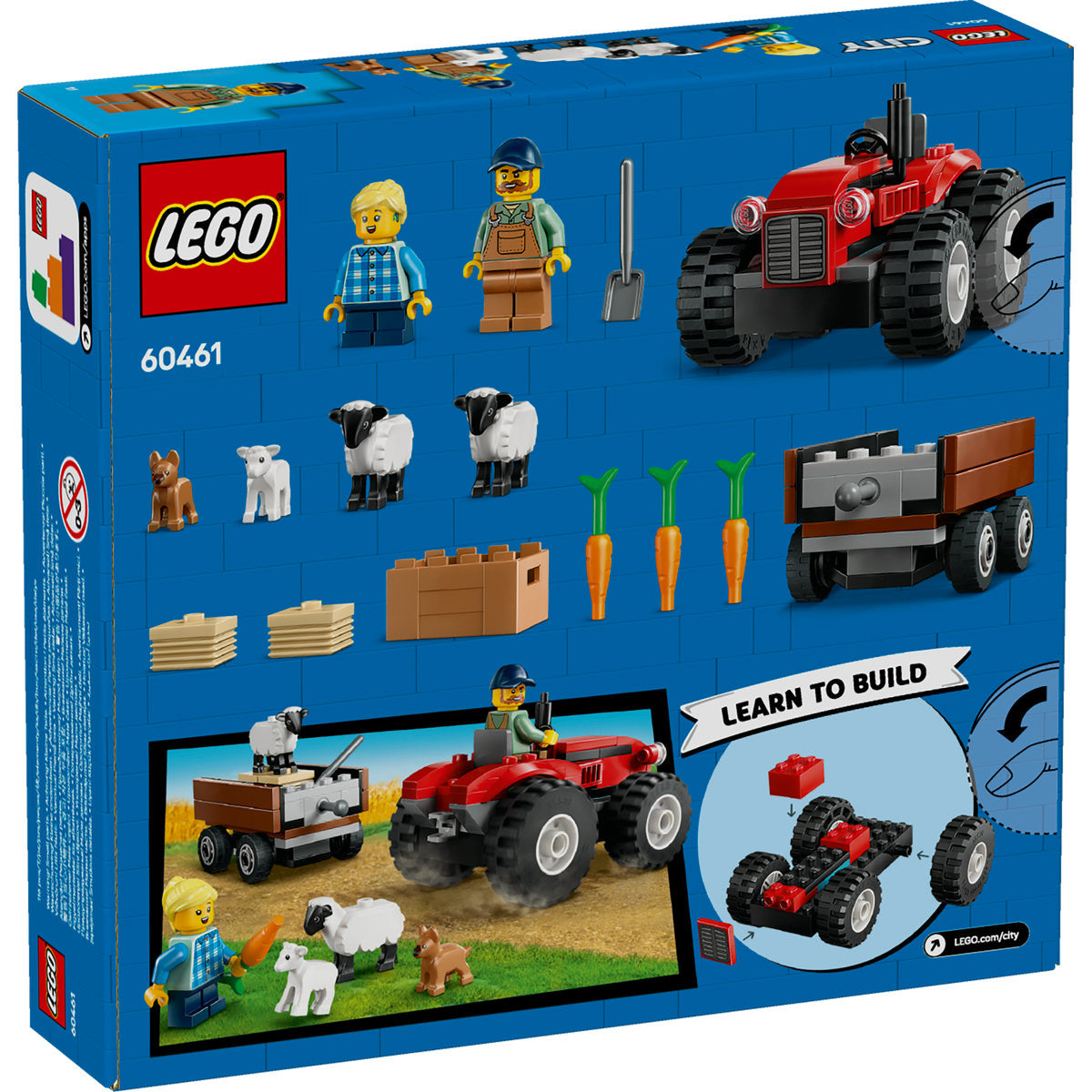 TRACTOR DE FERMA ROSU CU REMORCA SI OI - LEGO CITY (60461)