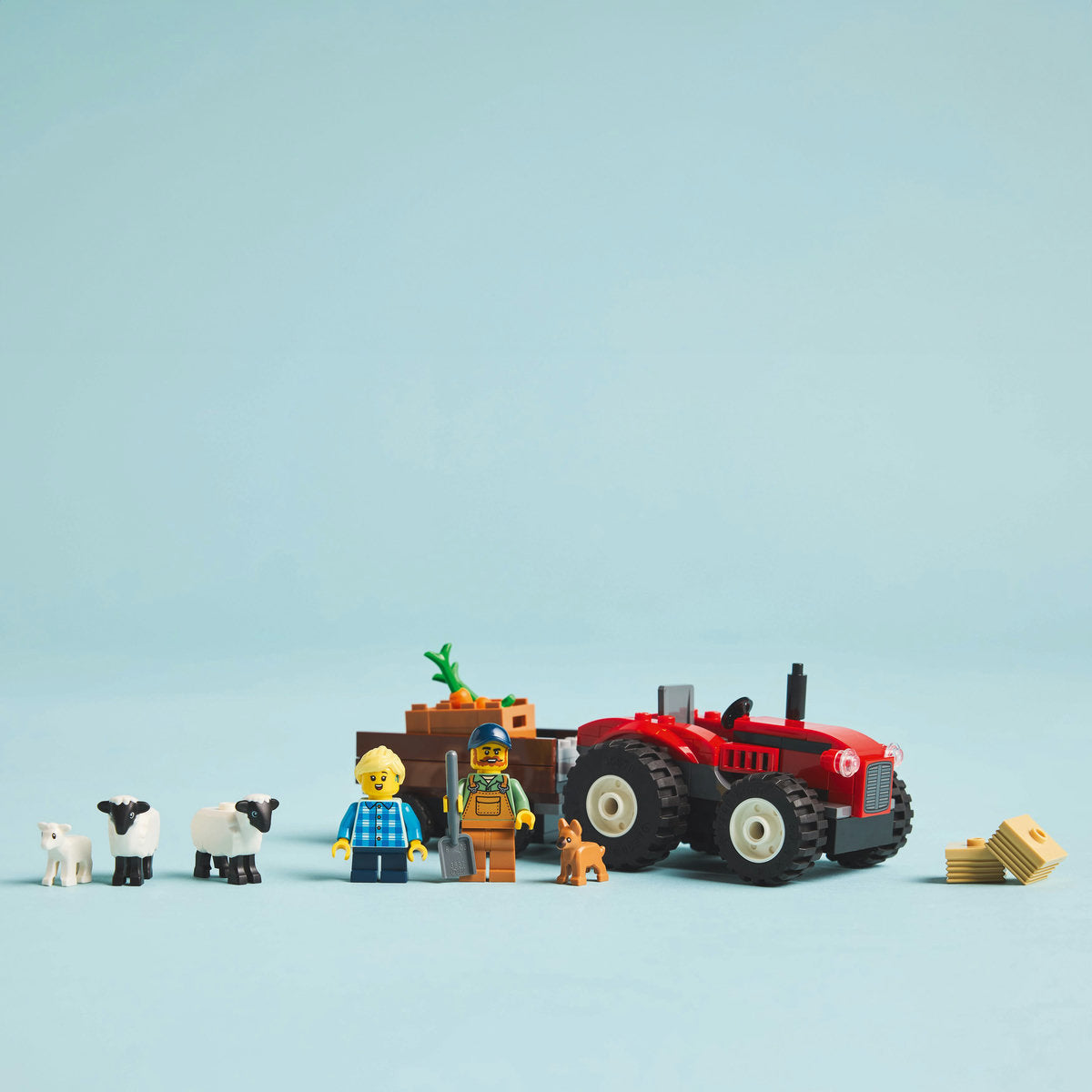 TRACTOR DE FERMA ROSU CU REMORCA SI OI - LEGO CITY (60461)