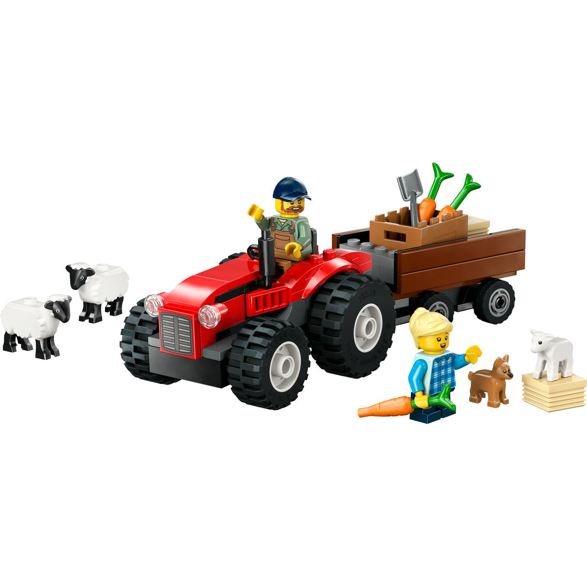 TRACTOR DE FERMA ROSU CU REMORCA SI OI - LEGO CITY (60461)