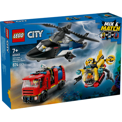 ELICOPTER, CAMION DE POMPIERI SI SUBMARIN REMIXATE - LEGO CITY (60462)