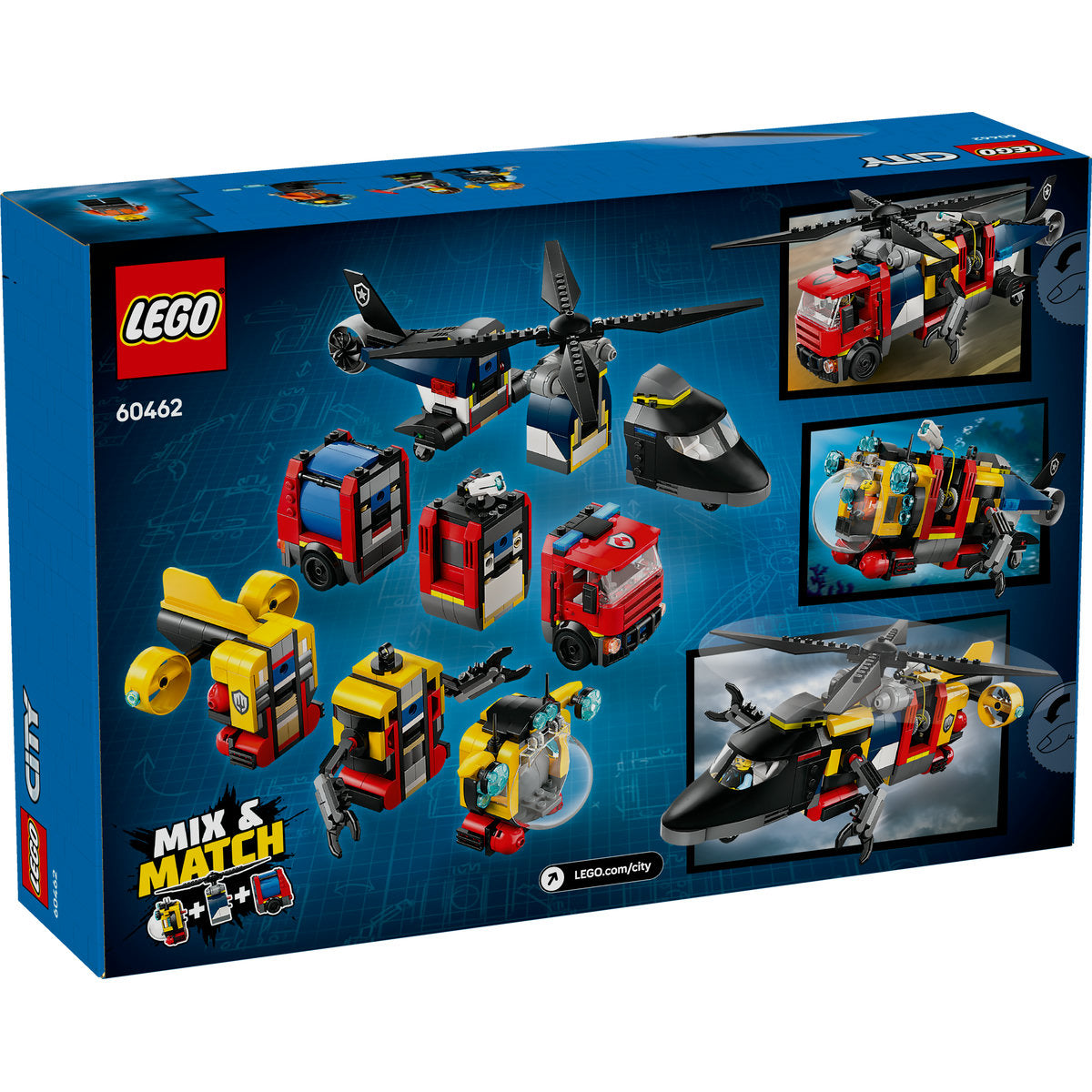 ELICOPTER, CAMION DE POMPIERI SI SUBMARIN REMIXATE - LEGO CITY (60462)