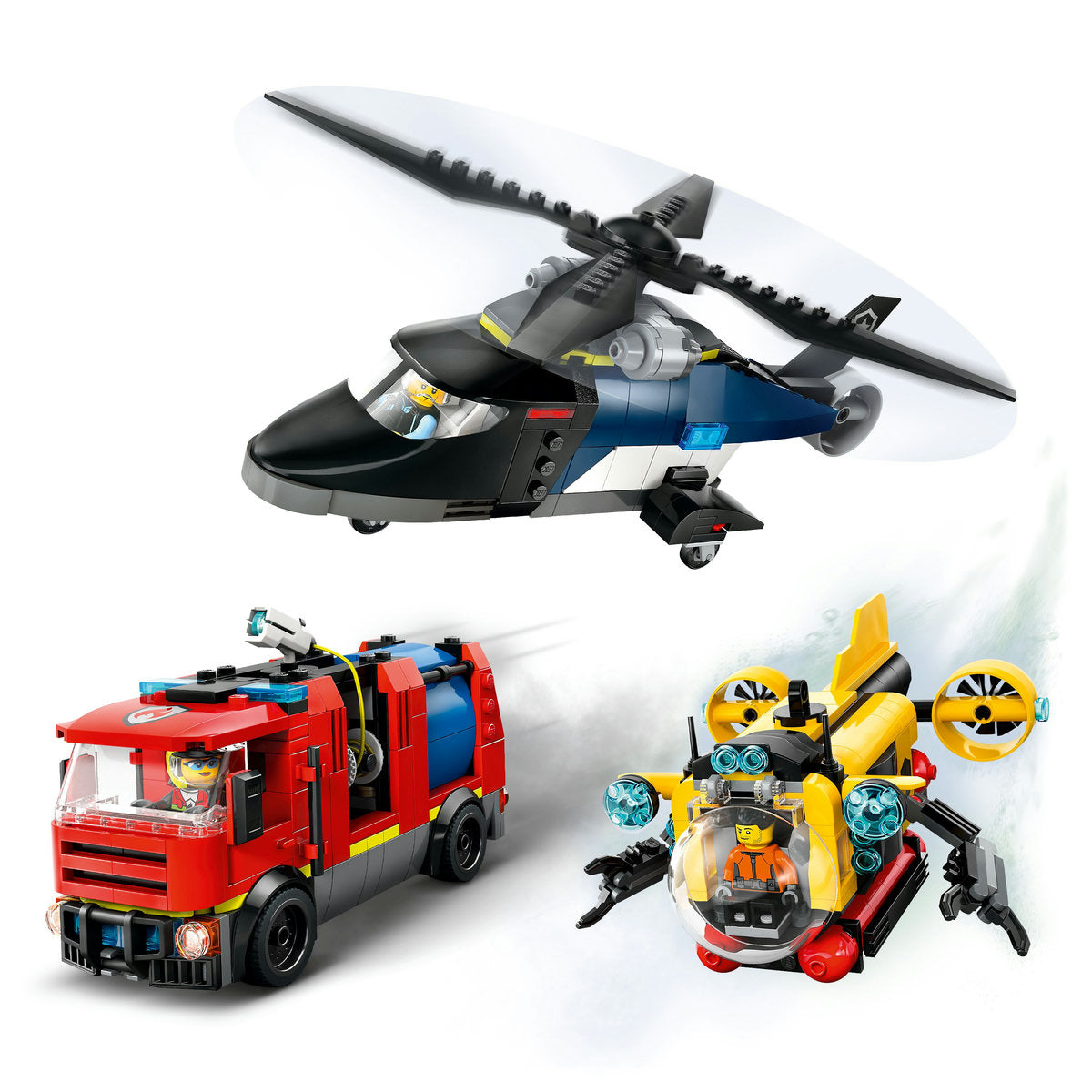 ELICOPTER, CAMION DE POMPIERI SI SUBMARIN REMIXATE - LEGO CITY (60462)