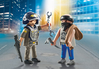 SET 2 FIGURINE POLITIST CU HOT - PLAYMOBIL POLICE (PM71505)