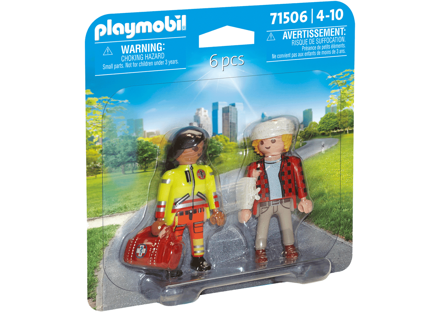 SET OF 2 PARAMEDIC FIGURES WITH PATIENT - PLAYMOBIL HOSPITAL (PM71506)