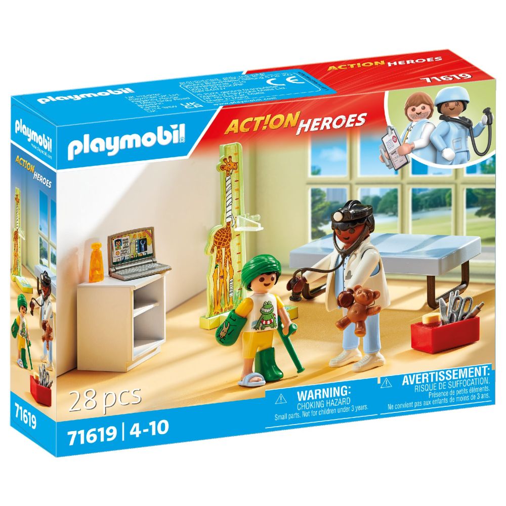 PLAYMOBIL - PEDIATRU CU COPIL SI URSULET - PLAYMOBIL ACTION HEROS (PM71619)