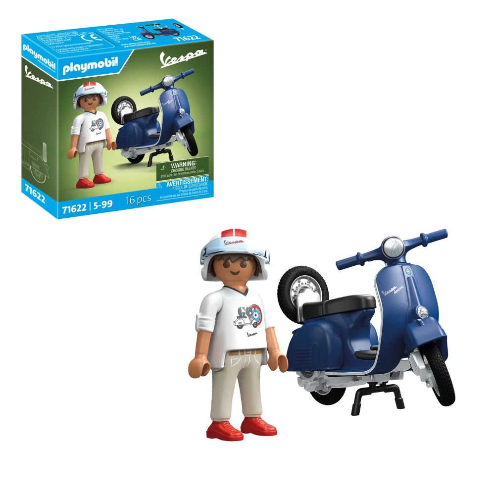 PLAYMOBIL - VESPA ALBASTRA CU UN BARBAT - PLAYMOBIL VESPA (PM71622)