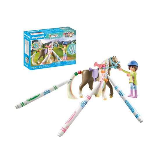 PLAYMOBIL - CAL CU PAR SI CREIOANE CRAYOLA - PLAYMOBIL HORSES OF WATERFALL (PM71640)