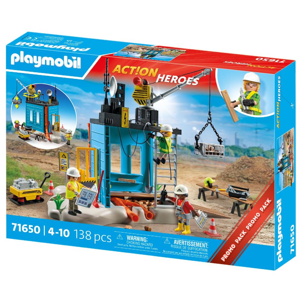 PLAYMOBIL - PROMO PACK SANTIER DE CONSTRUCTII - PLAYMOBIL ACTION HEROS (PM71650)