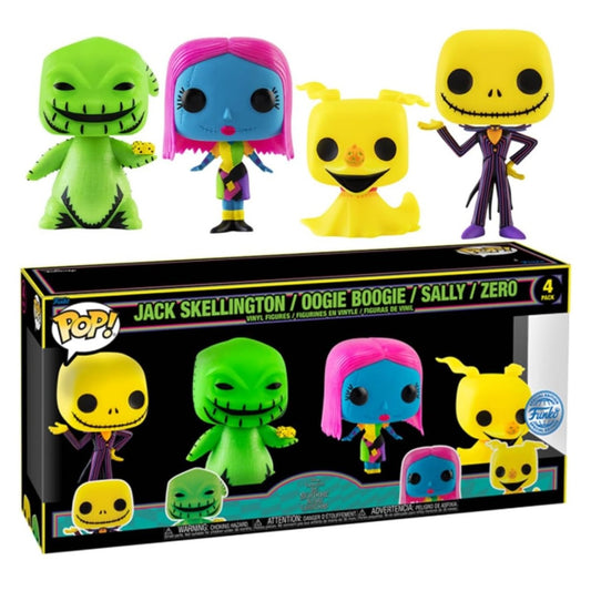 FUNKO POP DISNEY: TNBC - 4PK - JACK SKELLINGTON / OOGIE BOOGIE / SALLY / ZERO (BLACKLIGHT) (SPECIAL EDITION) - FUNKO (69146)