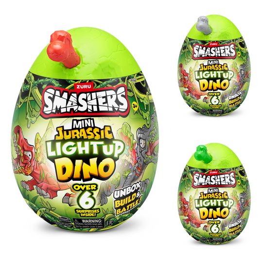 SMASHERS - MINI OU SURPRIZA CU PESTE 6 ACCESORII, DINO JURASSIC LIGHT-UP - SMASHERS (74107)