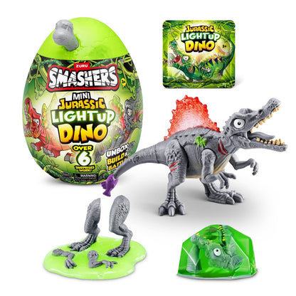 SMASHERS - MINI OU SURPRIZA CU PESTE 6 ACCESORII, DINO JURASSIC LIGHT-UP - SMASHERS (74107)