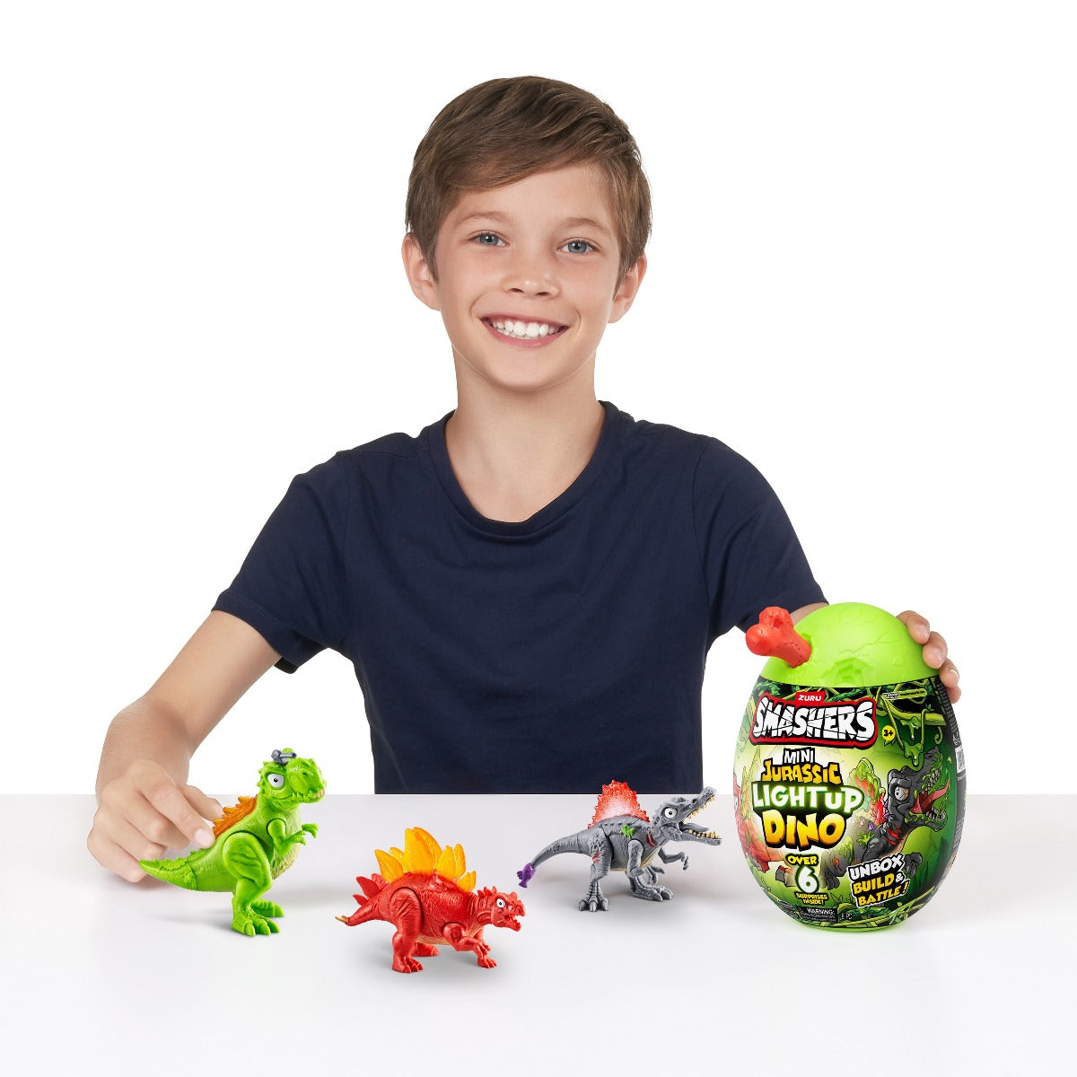 SMASHERS - MINI OU SURPRIZA CU PESTE 6 ACCESORII, DINO JURASSIC LIGHT-UP - SMASHERS (74107)