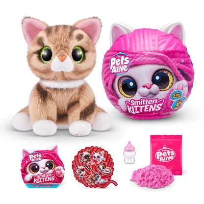 PETS ALIVE - JUCARIE DE PLUS INTERACTIVA PISICA CU ACCESORII SUPRIZA, SMITTEN KITTENS - PETS ALIVE (9541)