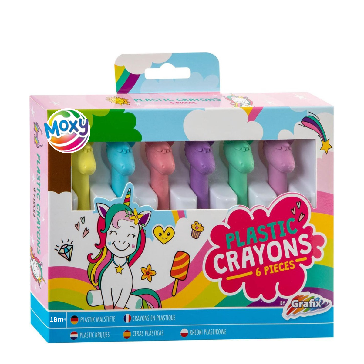 SET 6 CREIOANE DE PLASTIC  - UNICORNI - MOXY (150024-1)