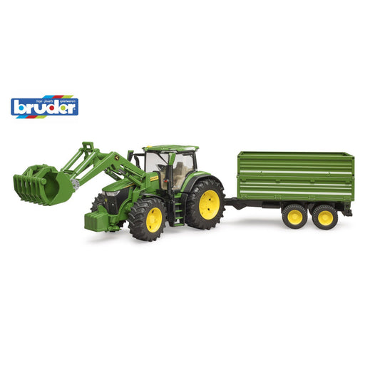 JOHN DEERE 7R 350 TRACTOR WITH FRONT LOADER AND TIPPER TRAILER ON AXLE - BRUDER (BR03155)