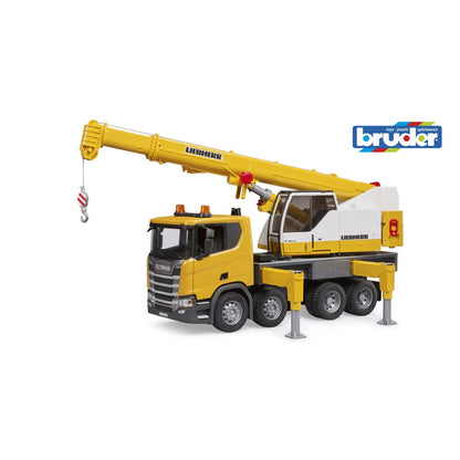 TRUCK WITH SCANIA SUPER 560R LIEBHERR CRANE WITH LIGHTS AND SOUNDS - BRUDER (BR03571)