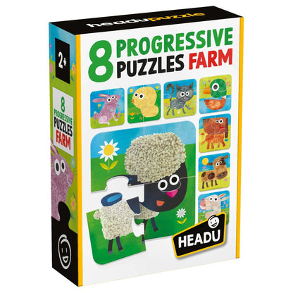 8 PUZZLEURI PROGRESIVE ANIMALE DE LA FERMA - HEADU (HE55515)