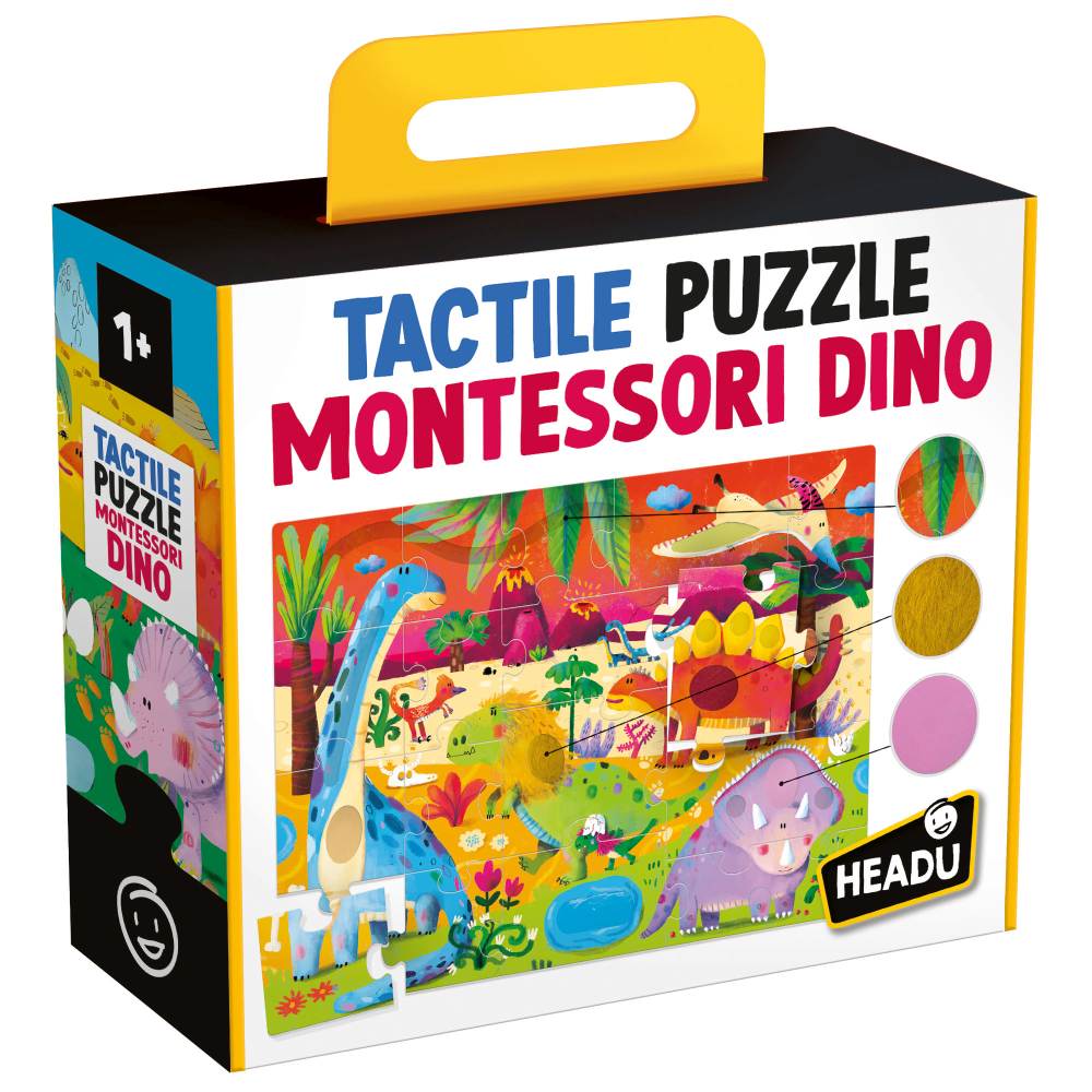 MONTESSORI TACTILE PUZZLE DINOSAURS - HEADU (HE56970)