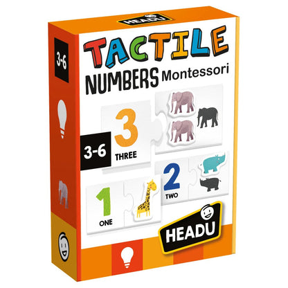 TACTILE CARDBOARD MONTESSORI WITH NUMBERS AND ANIMALS - HEADU (HE57571)