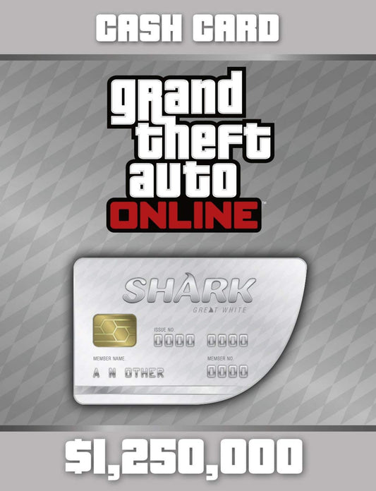 GRAND THEFT AUTO ONLINE: GREAT WHITE SHARK CASH CARD - 1.250.000$ - PC - ROCKSTAR SOCIAL CLUB - MULTILANGUAGE - WORLDWIDE