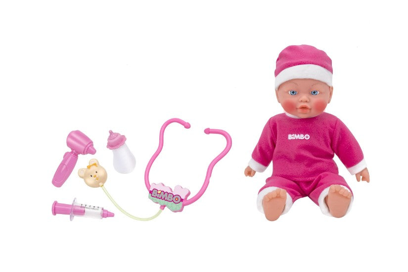 PAPUSA BEBELUS 35 CM INTERACTIVA, CU PIJAMA MOALE SI CACIULITA, ACCESORII HRANIRE - GLOBO (GL42488)