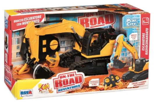 EXCAVATOR CU TELECOMANDA, GALBEN, CU SENILE REALISTE SI CUPA FUNCTONALA, FRECVENTA 40MHZ, SCARA 1:24 - RS TOYS (RS11926)