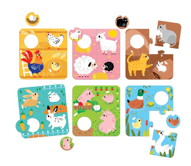 JOC TIP PUZZLE PENTRU COPII SI BEBELUSI, MATCH THE FARM ANIMALS - BANANA PANDA (BP49168)