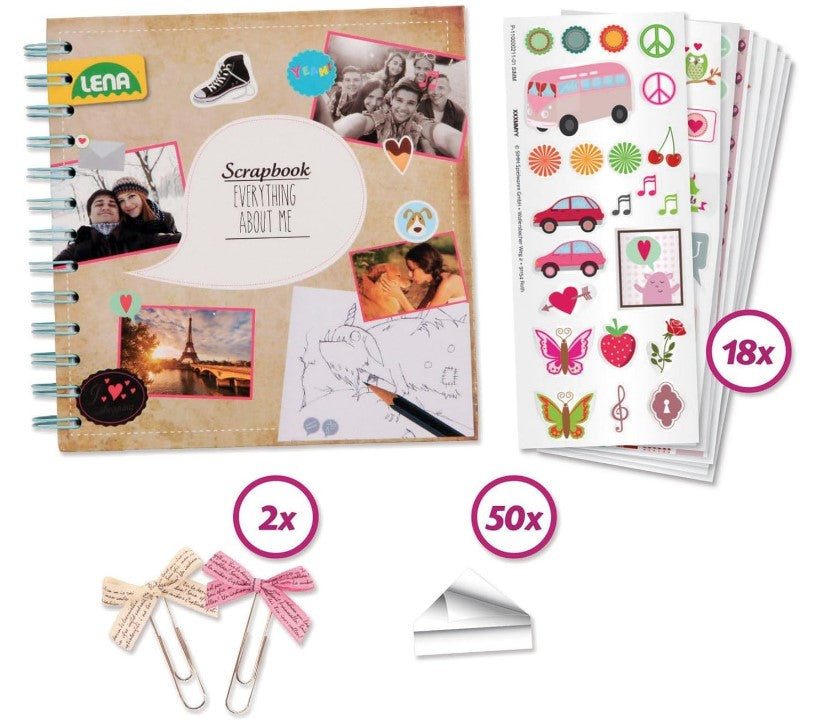 SET CREATIV JURNAL CU AGENDA SI 20 TEME CE POT FI DECORATE, STICKERE SI ALTE ACCESORII - LENA (LE42332)