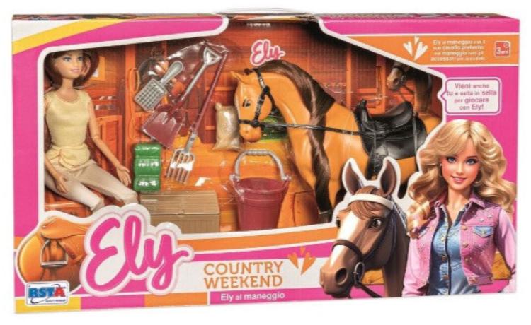 SET PAPUSA FASHION 29 CM, CU CAL SI ACCESORII INGRIJIRE, VESTIMENTATIE SPECIFICA COUNTRY - RS TOYS (RS11953)