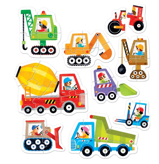 JOC TIP PUZZLE PENTRU COPII SI BEBELUSI, PROGRESSIVE PUZZLES CONSTRUCTION VEHICLES - BANANA PANDA (BP49205)